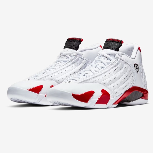 New Jordan Men 14 Retro Rip Hamilton (GS) White Red Leather Sneakers 8 - Picture 1 of 9